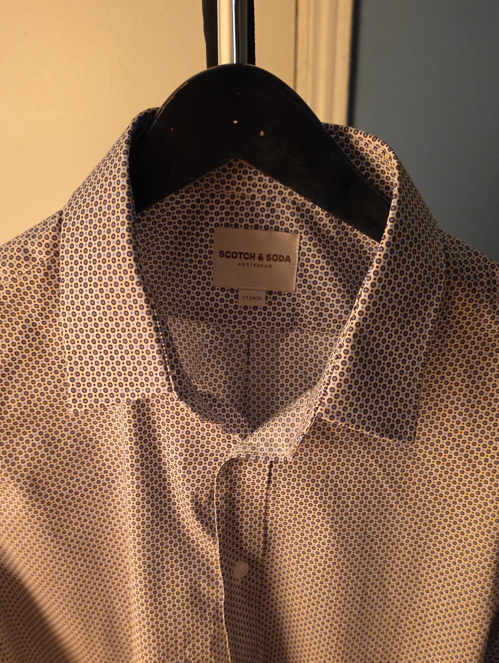 Scotch & Soda White Shirt with Navy Micro Dot Pattern